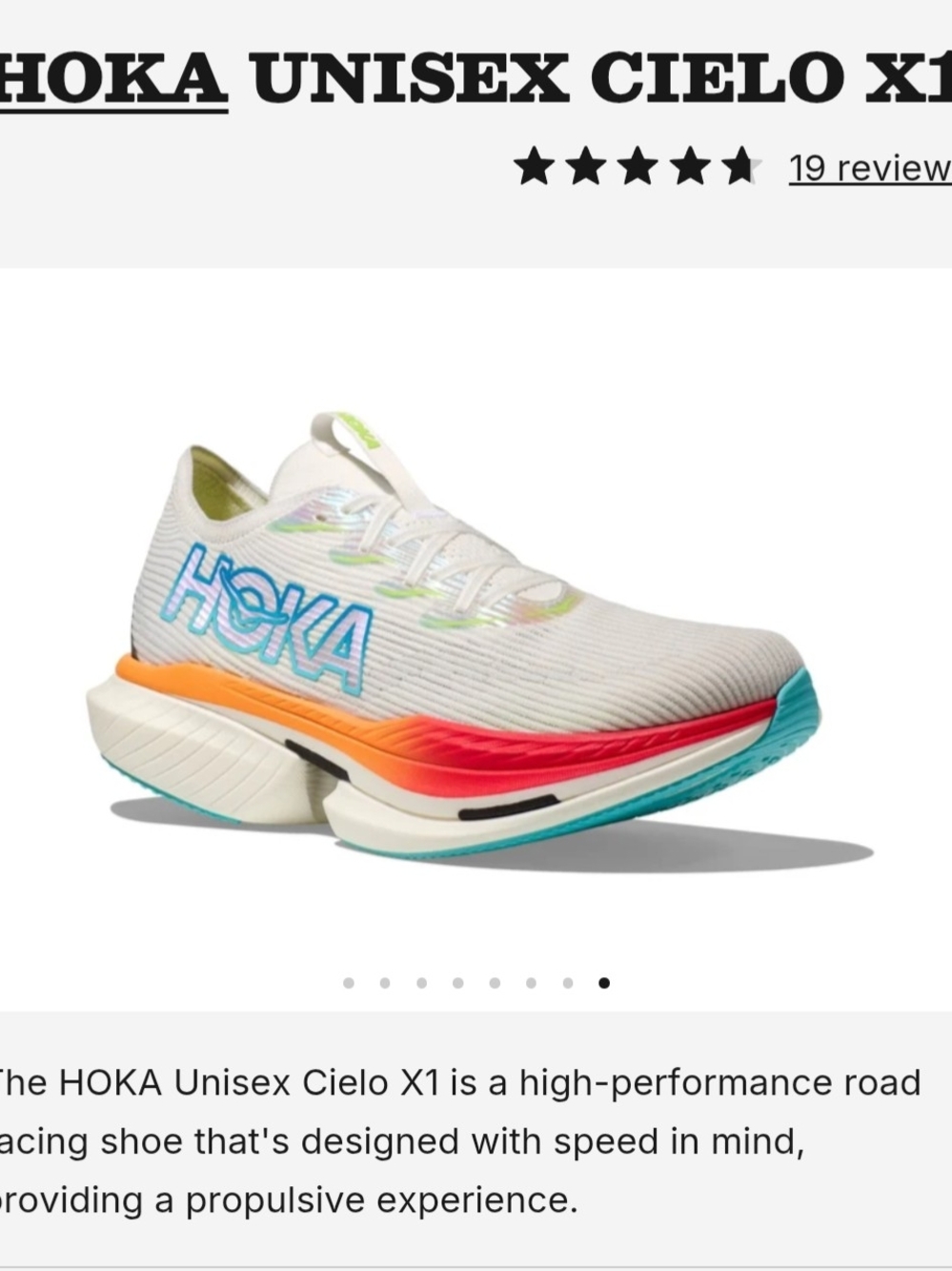 Hoka Cielo X1 Racing Shoe - White with Teal & Orange Accents